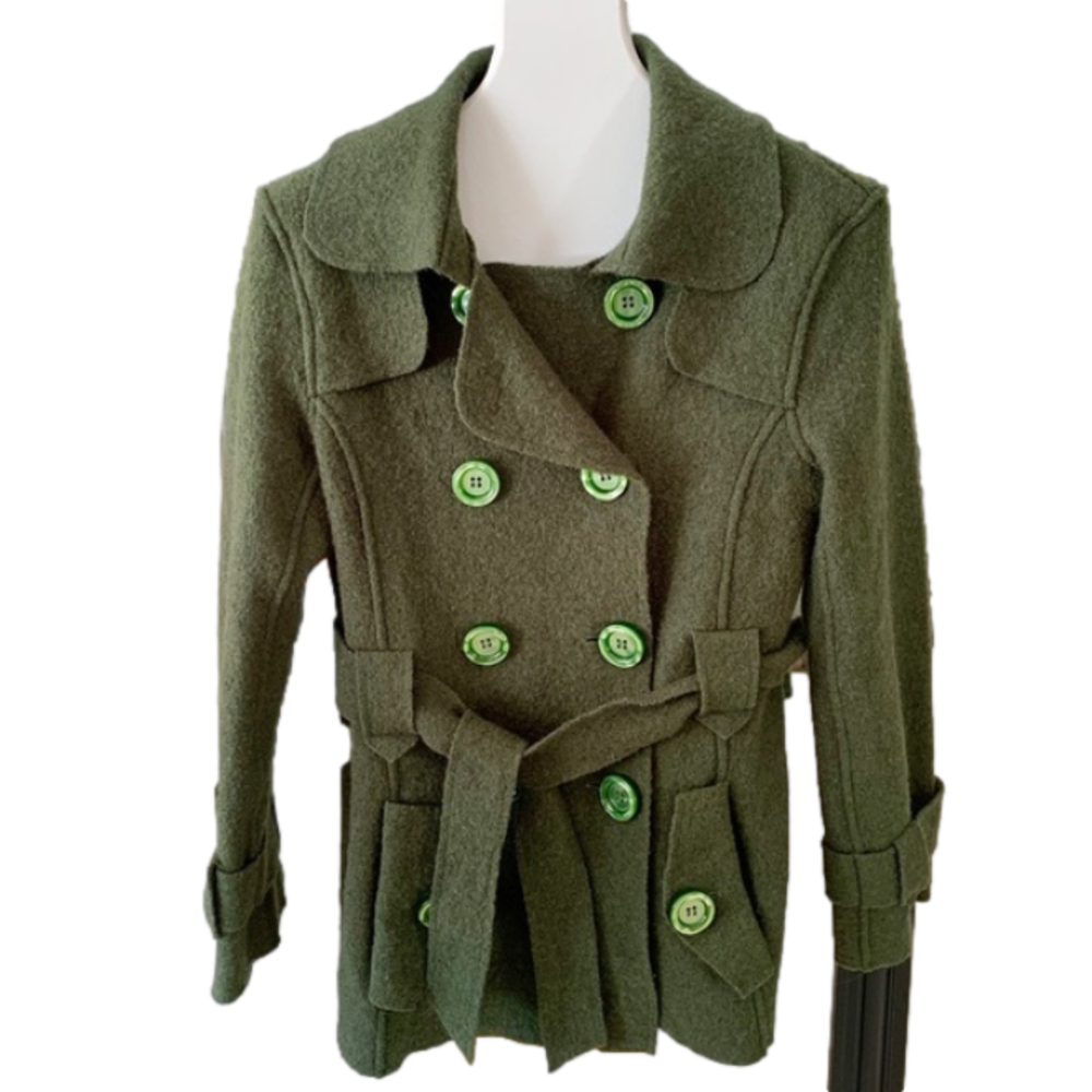 Green Wool Double Breasted Coat - image 1